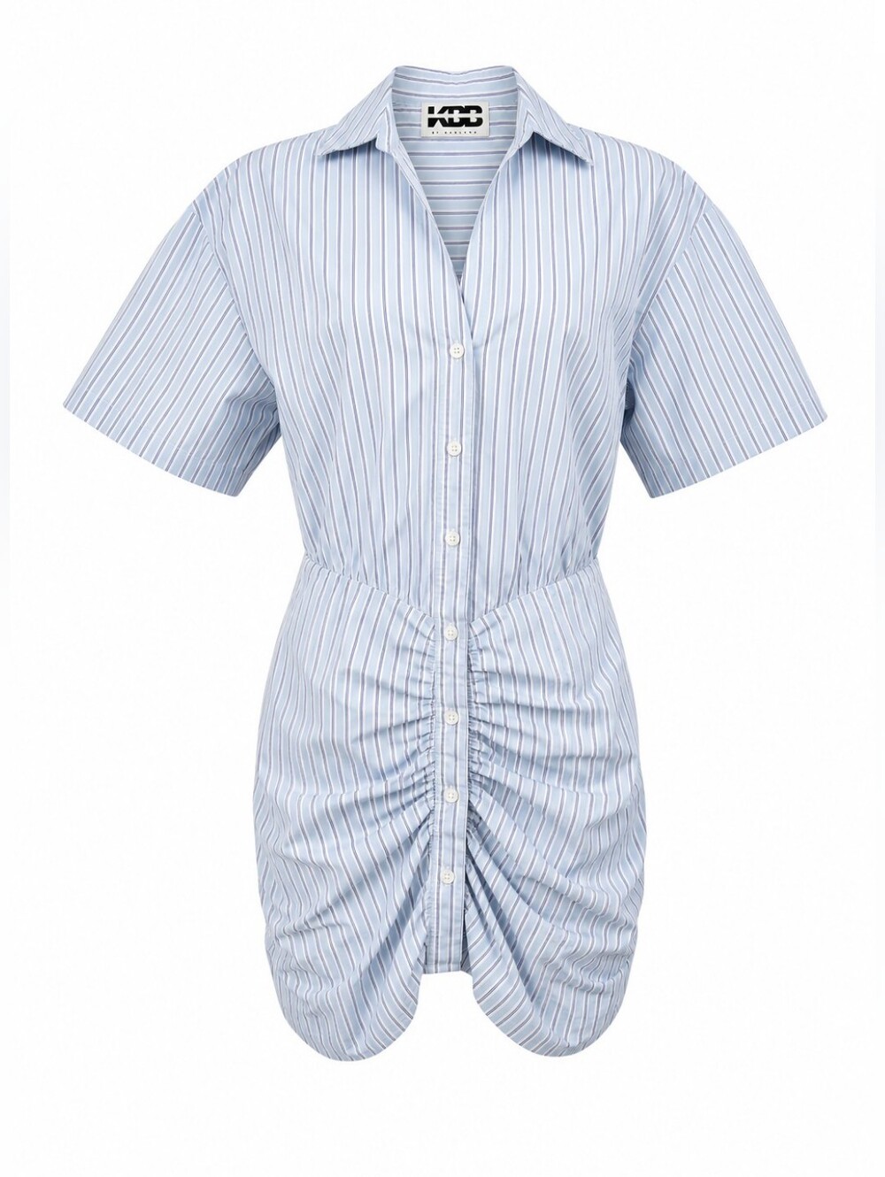 KBB by Kahlana Target Striped Ruched Button Front Mini Dress Blue M NWT Career